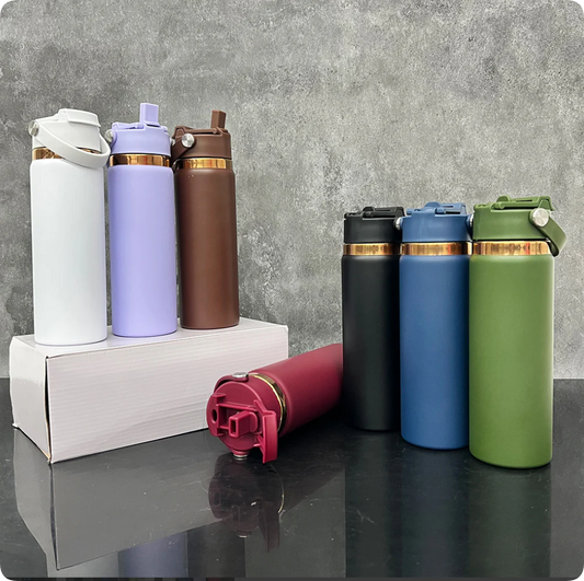 617pcs Mirror Copper Plated 2 in 1 Lids Powder Coated Outdoor Sports Water Bottles For Laser Engraving
