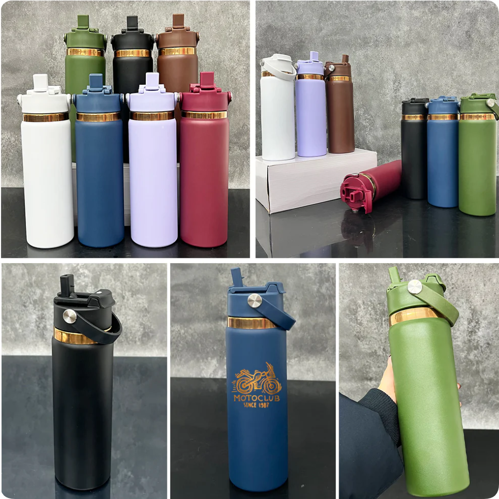 20oz Mirror Copper Plated 2 in 1 Lids Powder Coated Outdoor Sports Water Bottles For Laser Engraving-45pcs