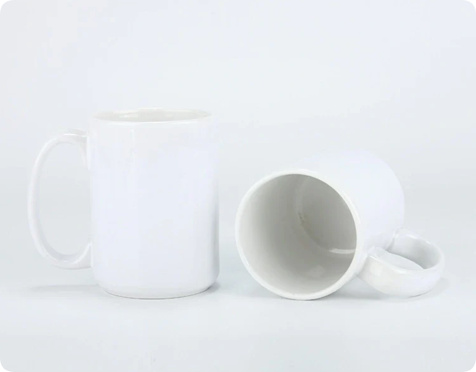 USA RTS 15oz White Blank Sublimation Ceramic Coffee Mugs With White Handle - 36pcs