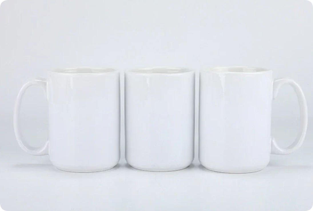 USA RTS 15oz White Blank Sublimation Ceramic Coffee Mugs With White Handle - 36pcs