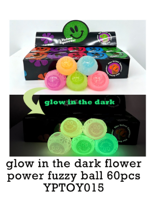 USA Warehouse Maltose Filling Needoh Glow in the Dark Flower  Ball Squish Stress Relief Fidget Toy for Kids-60pcs