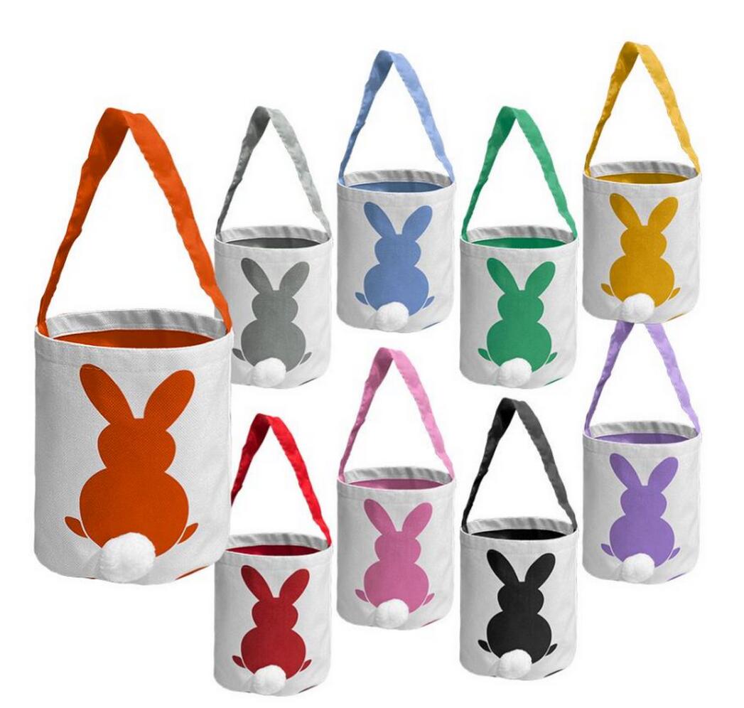 Sublimation Easter Basket Canvas Customized Blank Easter Bunny Bucket Polyester Easter Storage Bags with Rabbit Ear for Kids Gift