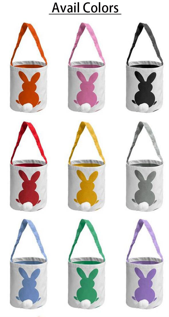 Sublimation Easter Basket Canvas Customized Blank Easter Bunny Bucket Polyester Easter Storage Bags with Rabbit Ear for Kids Gift