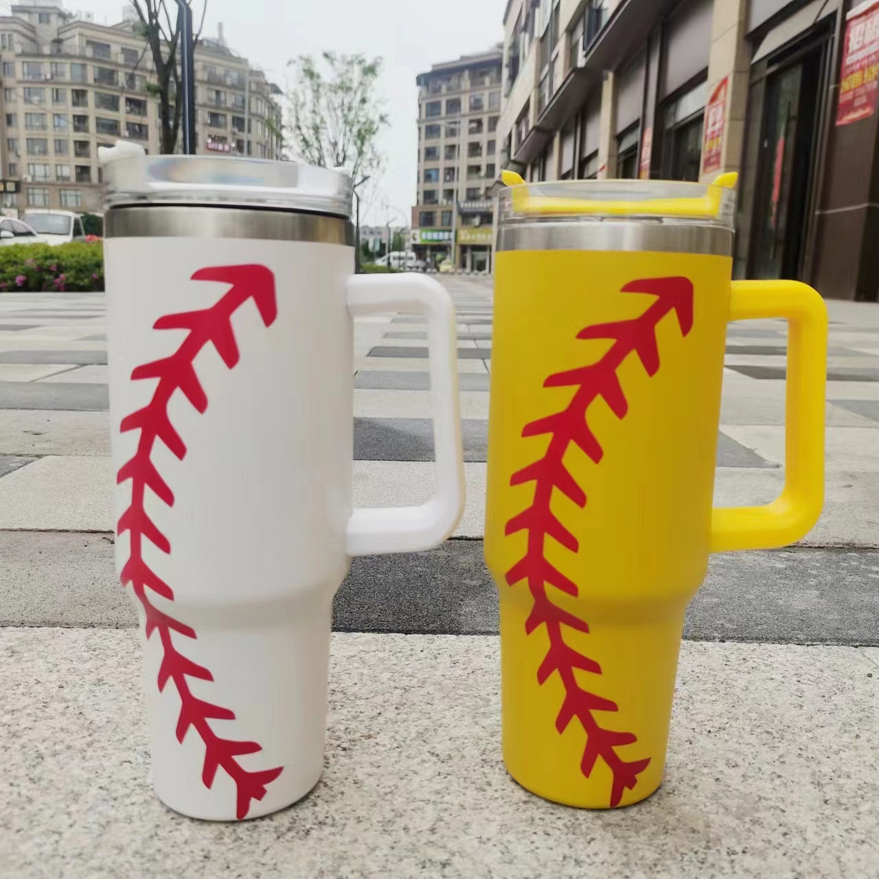 40oz LV Powder Coated  Insulated Stainless Steel Tumbler with Handle and Straw