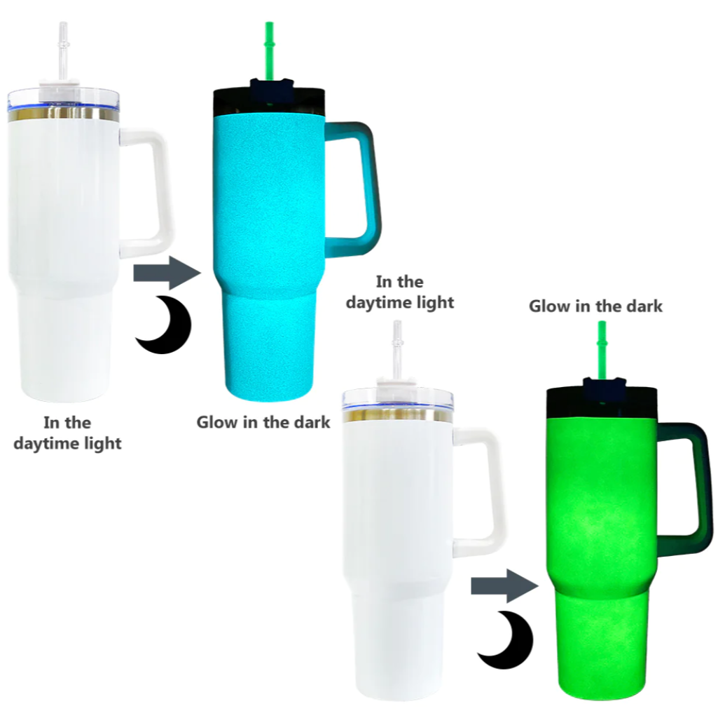 40oz sublimation blank glow in dark travel tumblers with Glow in dark Straw