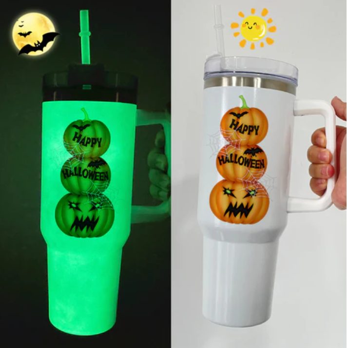 40oz sublimation blank glow in dark travel tumblers with Glow in dark Straw