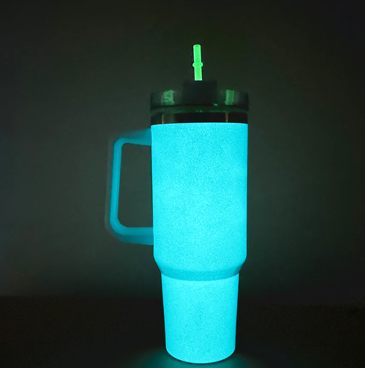 40oz sublimation blank glow in dark travel tumblers with Glow in dark Straw