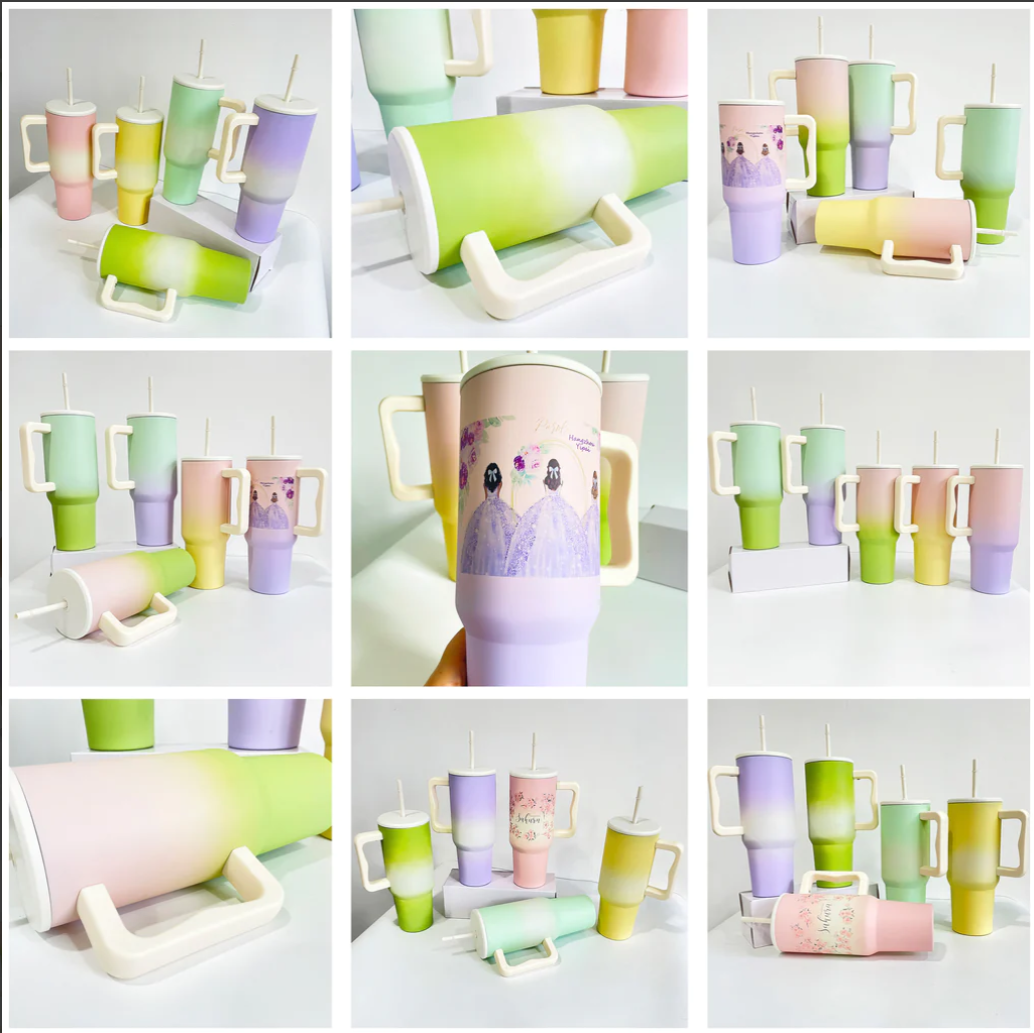 25pcs pack 40oz Simple Modern style Matte sandwich ombre blank sublimation tumblers