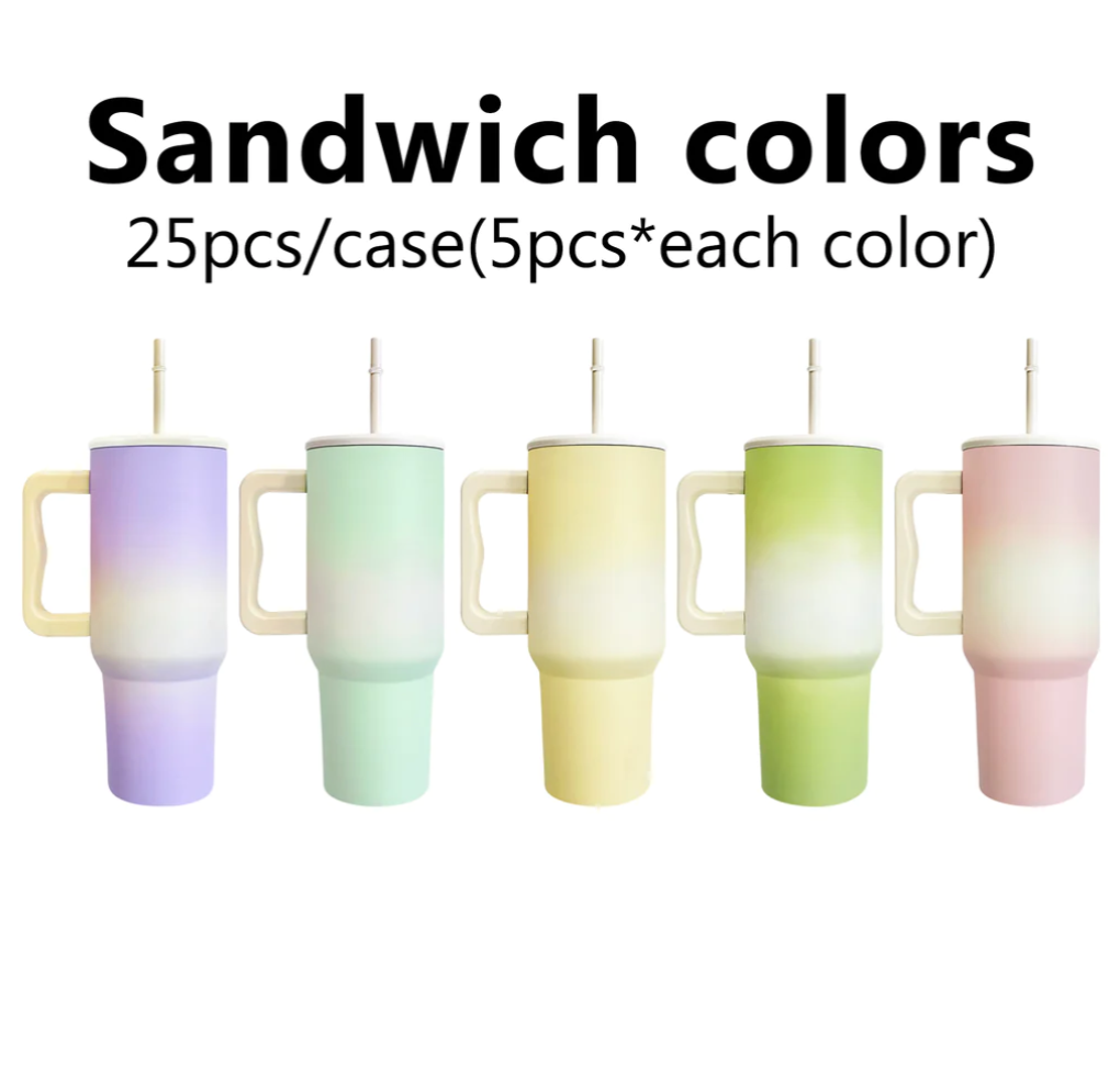 25pcs pack 40oz Simple Modern style Matte sandwich ombre blank sublimation tumblers