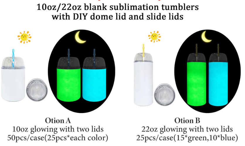 10oz/20oz Blank Sublimation tumbler with Designable Dome Lids and Slide lids