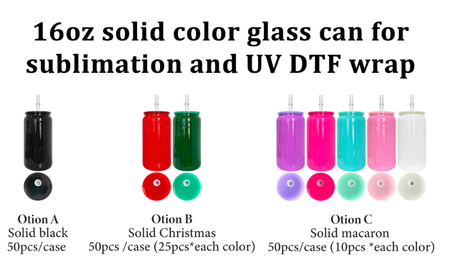 16oz Classic Blank Sublimation Glass Can With PP Lids Beer Can Shaped Drinkware