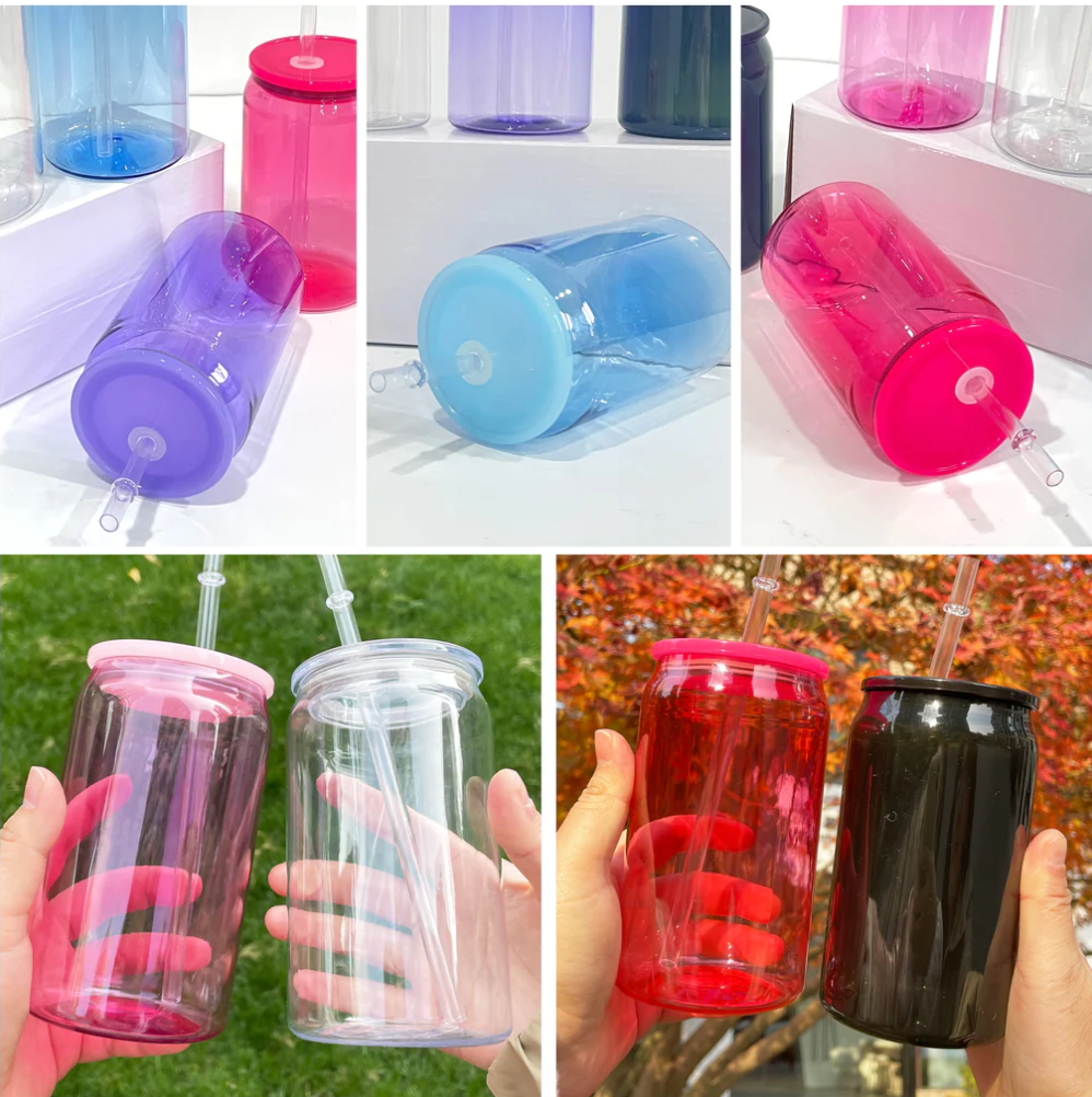 50pcs 16oz acrylic plastic can with straw for vinyl/uv dtf sticker same size as glass cans