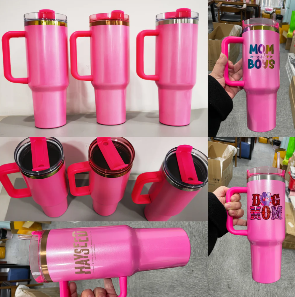 40oz H2.0 Winter Pink Glitter Tumblers for Sublimation & Laser Engraving Presale China