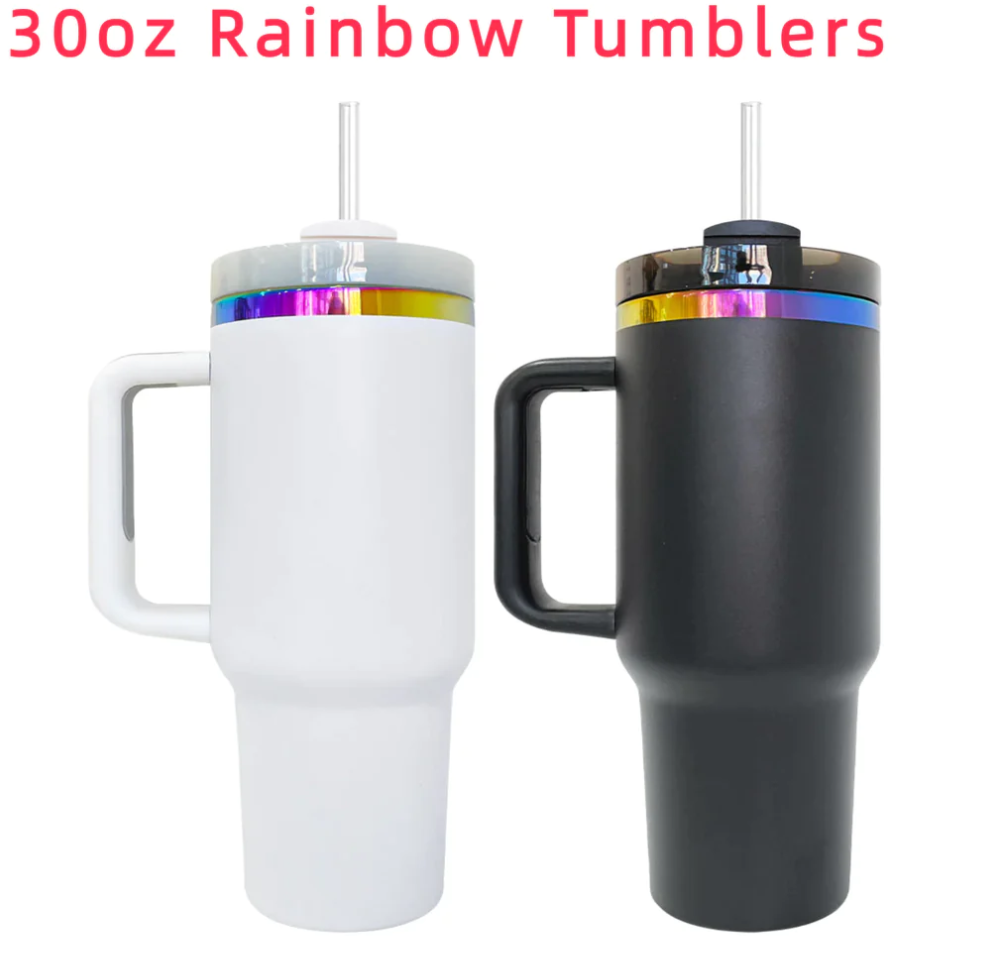 30oz & 40oz Rainbow Tumblers powder coat H2.0 Rainbow Quencher Tumbler