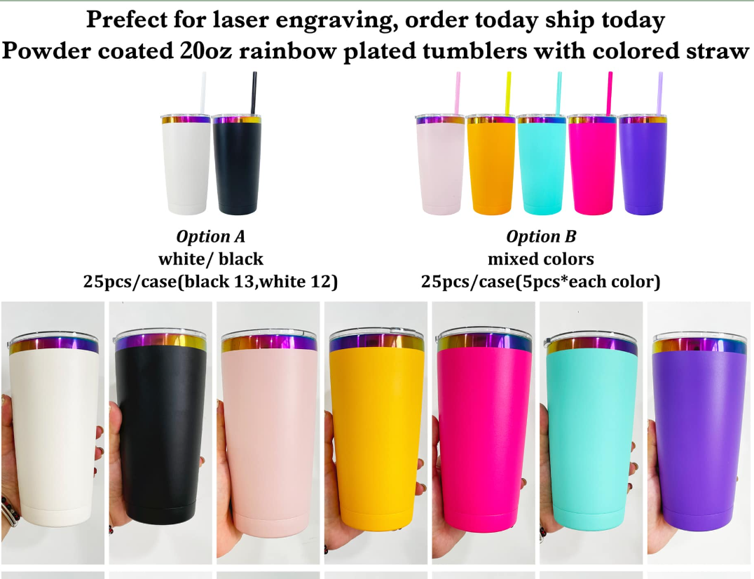 40oz rainbow tumblers powder coat h2.0 rainbow quencher tumbler