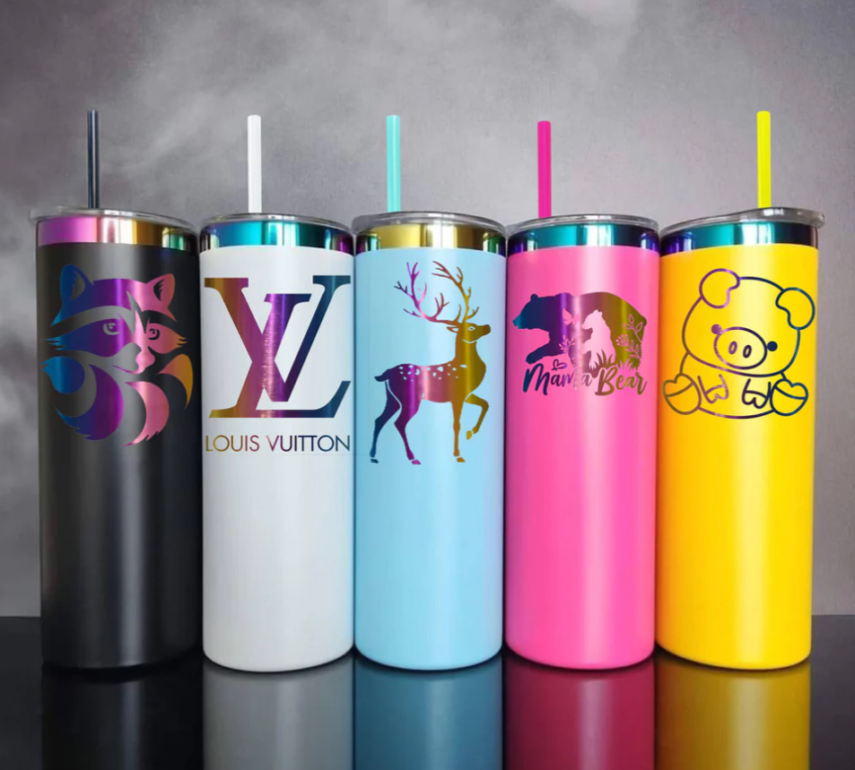 USA RTS 20oz rainbow underneath powder coated stainless steel straight tumblers -25pcs