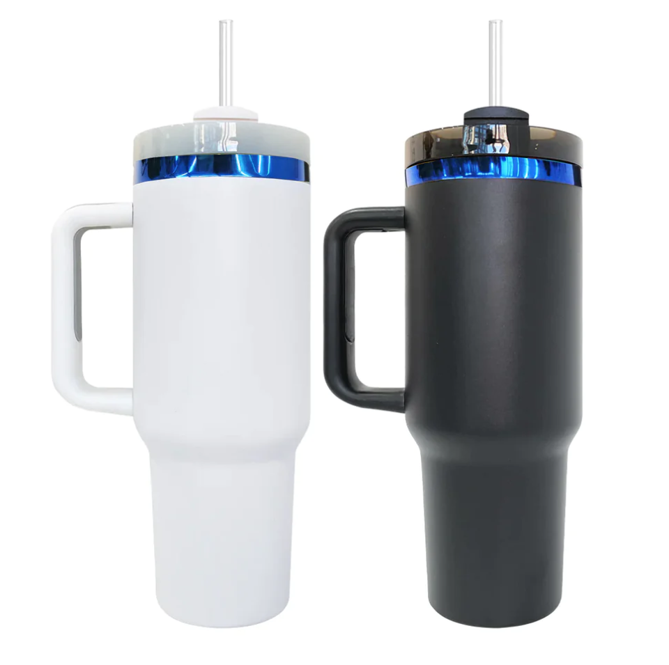 💎40oz blue underneath powder coat quencher tumblers with boots-20pcs