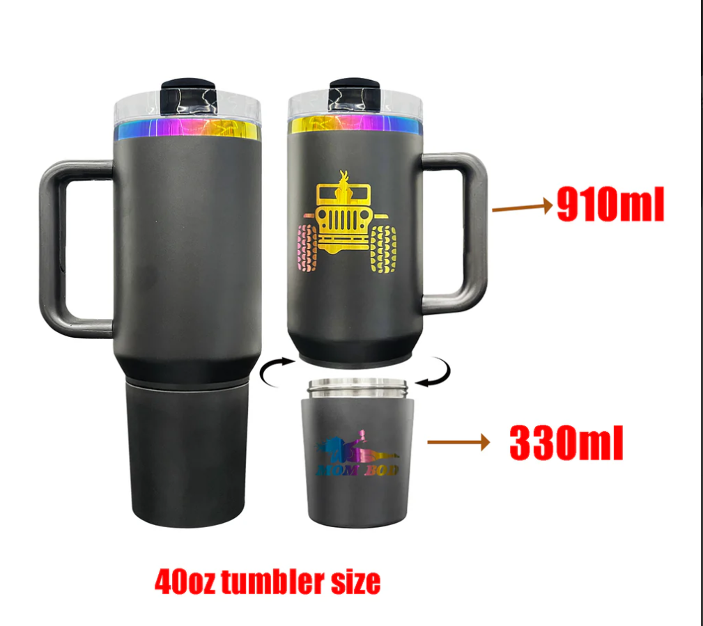 USA RTS 40oz 2 in 1  sublimation tumbler with snack storage compartment-20pcs