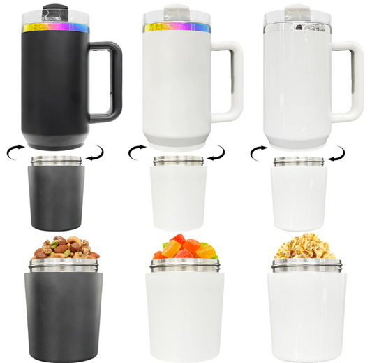 USA RTS 40oz 2 in 1  sublimation tumbler with snack storage compartment-20pcs