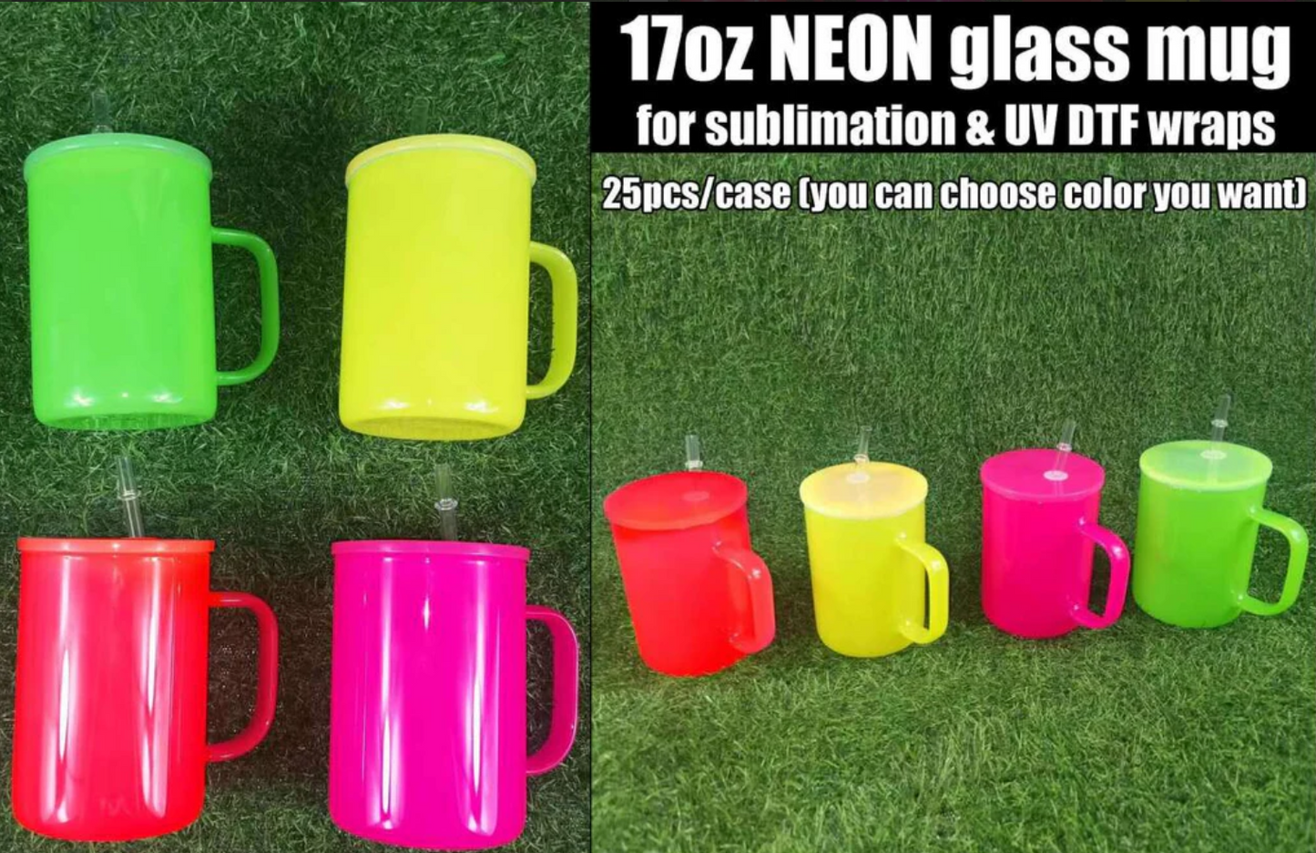 16oz neon colors blank sublimation glass cans mugs for uv dtf wraps