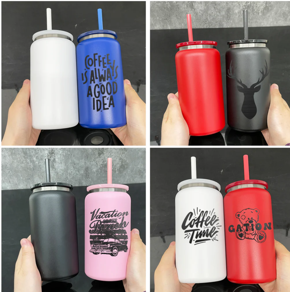 RTS USA_16oz🖤Black Underneath Laser Engraving Stainless Steel Can Tumblers Metal Beer Cans-25pcs