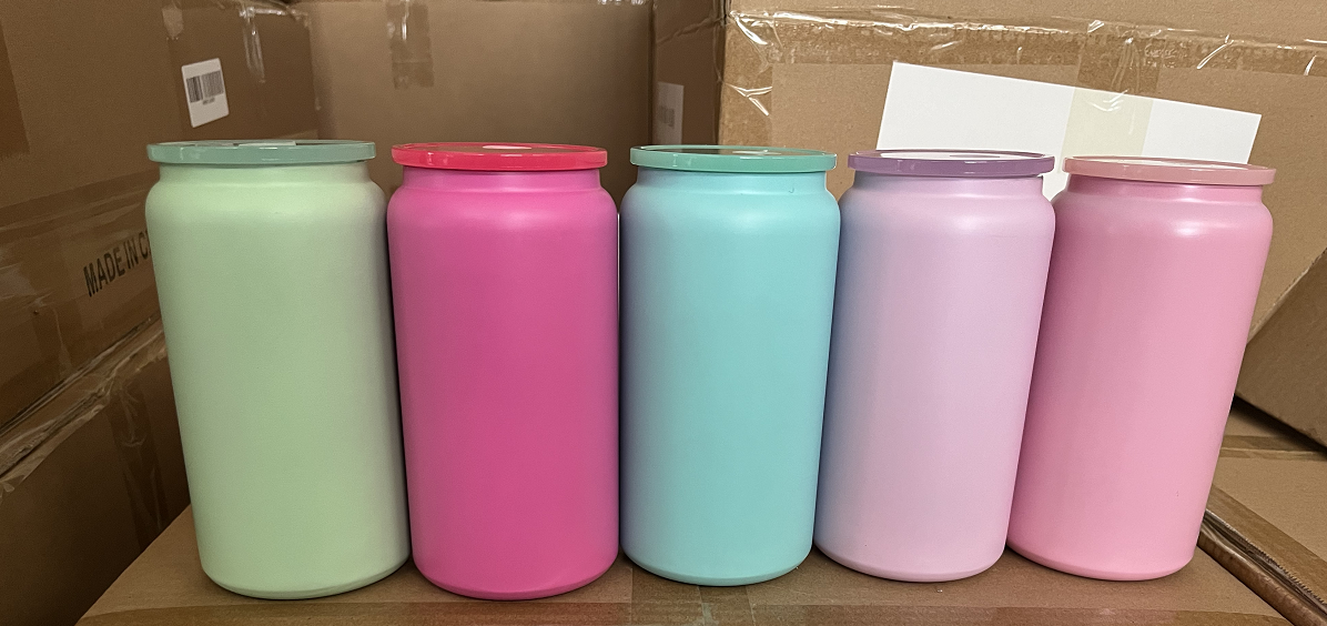 16oz rainbow iridescent glass cans for sublimation and uv dtf wraps