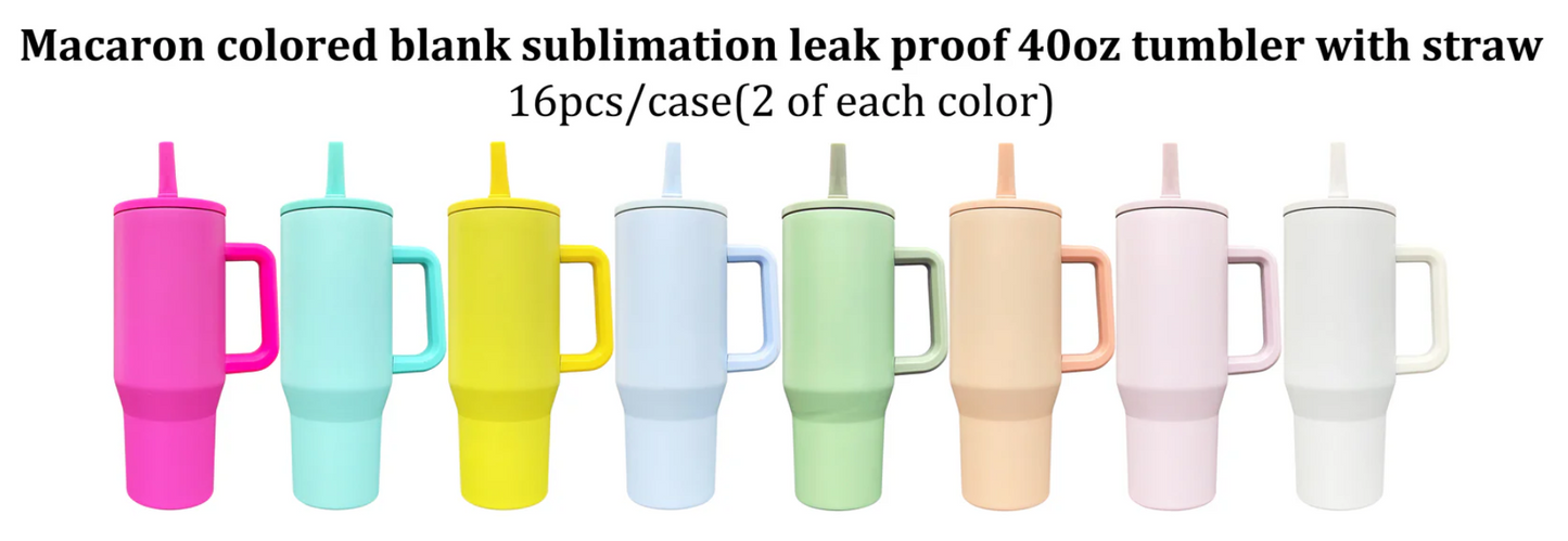 USA RTS 40oz macaron colored blank sublimation flip straw tumblers with leak proof lids-16pcs