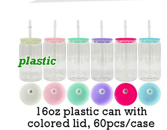 RTS USA Warehouse 60pcs 16oz acrylic plastic can with straw for vinyl/uv dtf sticker