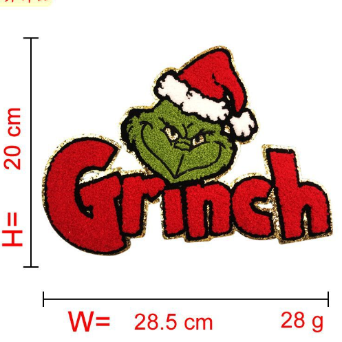 30pcs Chenille Ironed Christmas Grinch Satan Patches