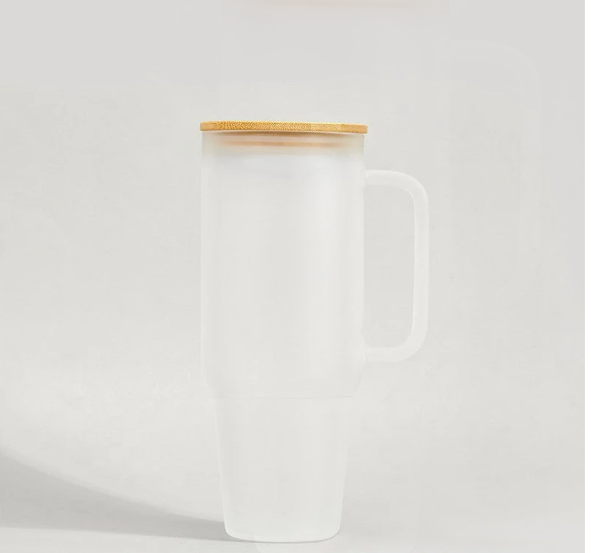 RTS USA Warehouse 40oz Clear/Frosted Glass Tumbler With Bamboo Lids Hobby Lobby Glass Mugs