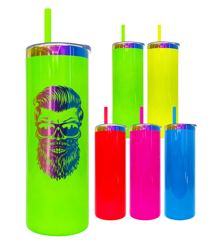 20oz Neon Rainbow plated straight tumblers for sublimation and laser engraving-25pcs