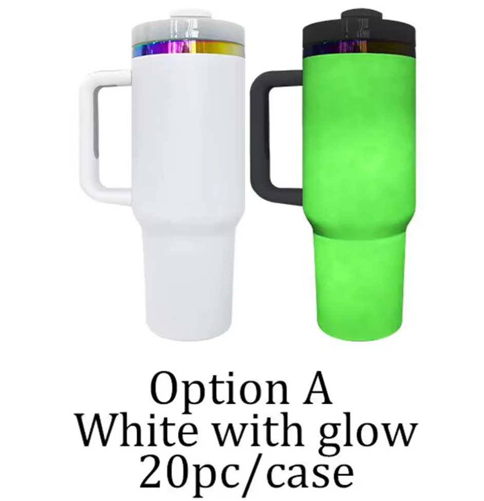 40oz Glow in Dark🌈Rainbow Underneath Quencher Tumblers for Laser Engraving-20pcs