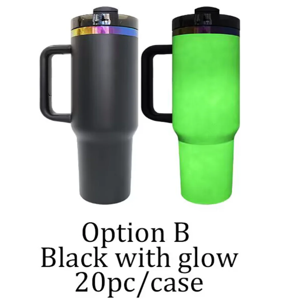 40oz Glow in Dark🌈Rainbow Underneath Quencher Tumblers for Laser Engraving-20pcs