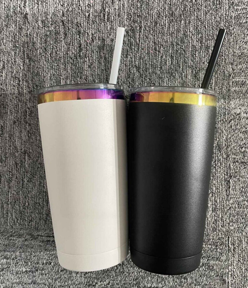 20oz Rainbow Plated Power Coted Regular Tumbler For Laser Engraving-25PCS