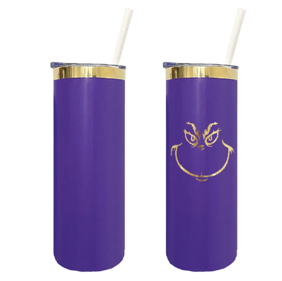 USA RTS 20oz Gold Plated Powder Coat Stainless Steel Straight Tumbler for Laser Engraving-25PCS