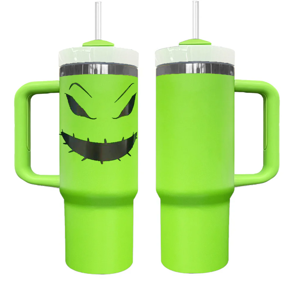 30oz/40oz Grinch Green Black Mirror underneath H2.0 Powder Coat Tumblers for Laser Engraving-20pcs