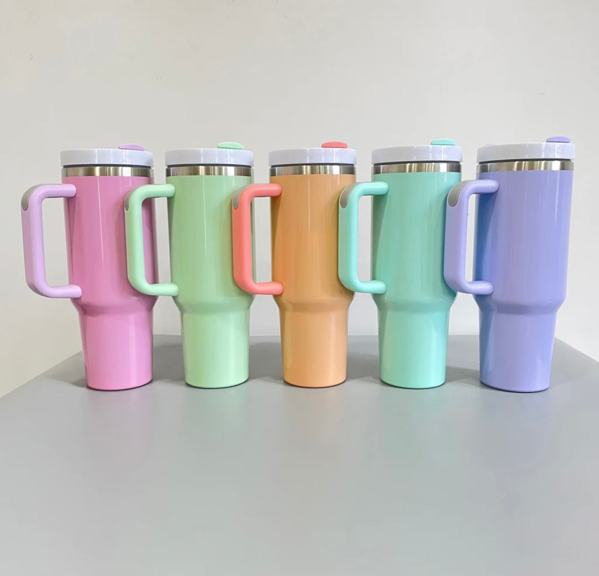 40oz H2.0 color macaron sublimation shimmer glitter Insulated Stainless Steel Tumbler with Handle and Straw