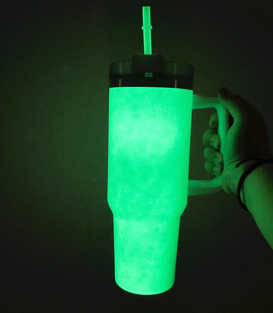 25pcs pack 40oz glow in the dark sublimation travel mugs tumbler with glow in the dark straws