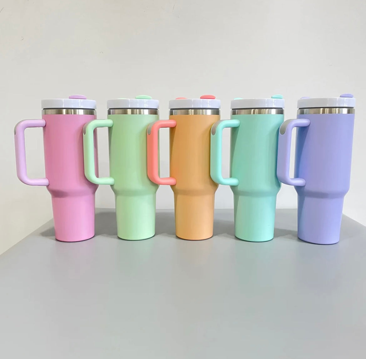 40oz H2.0 color macaron sublimation shimmer glitter Insulated Stainless Steel Tumbler with Handle and Straw