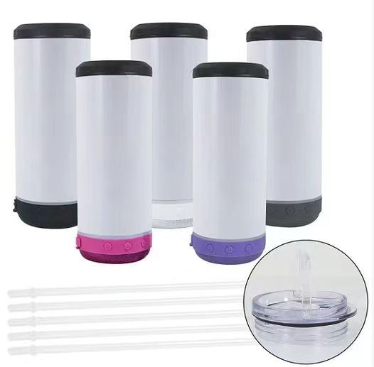 50pcs pack 16oz 4 in 1 sublimation Bluetooth speaker can cooler tumbler