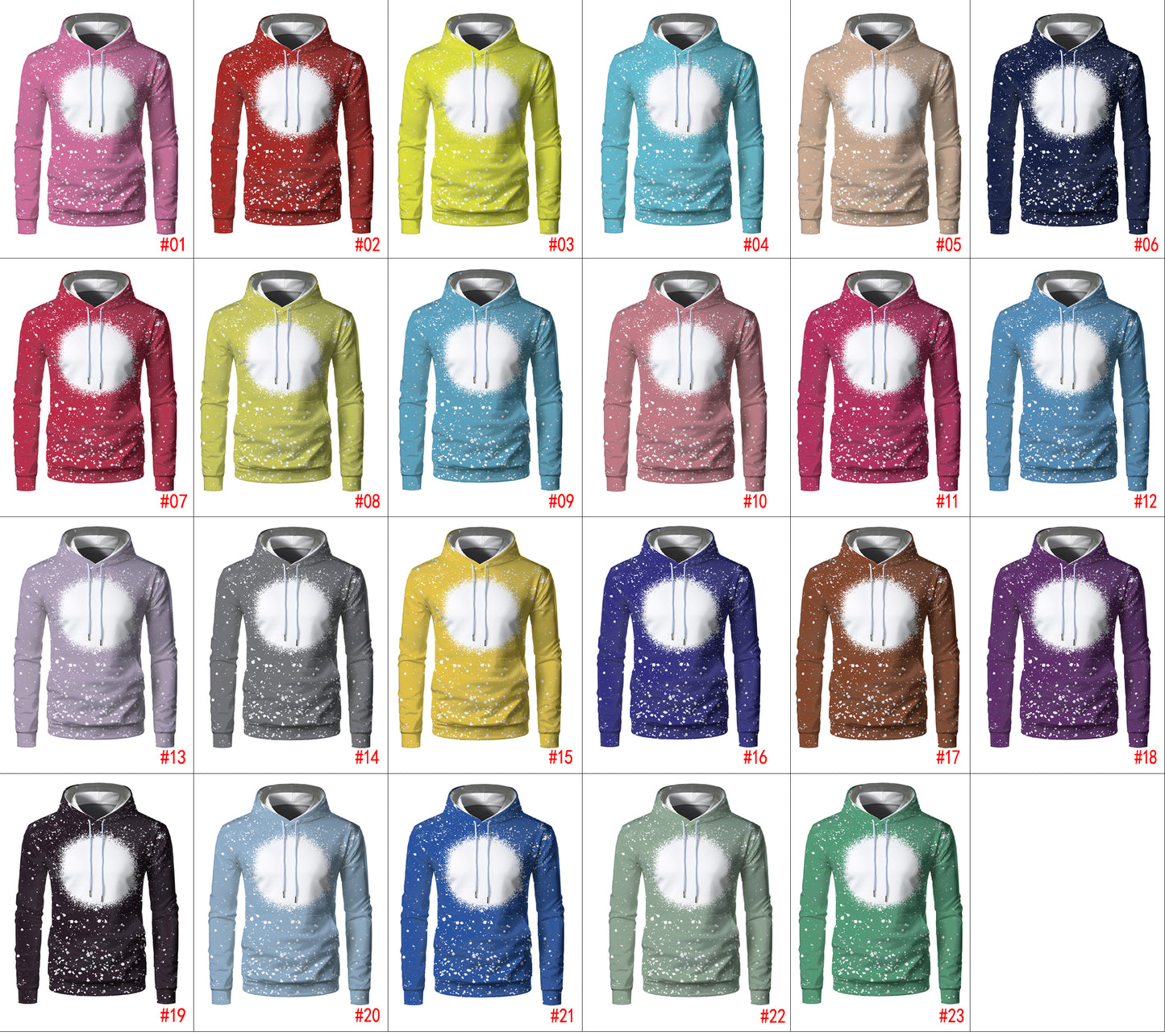 Wholesale Custom Printable Logo 95% Polyester and 5% Spandex Sublimation Blank Tie Dyed Pullover Sweater Shirts Faux Bleached Hoodies For Men And Women