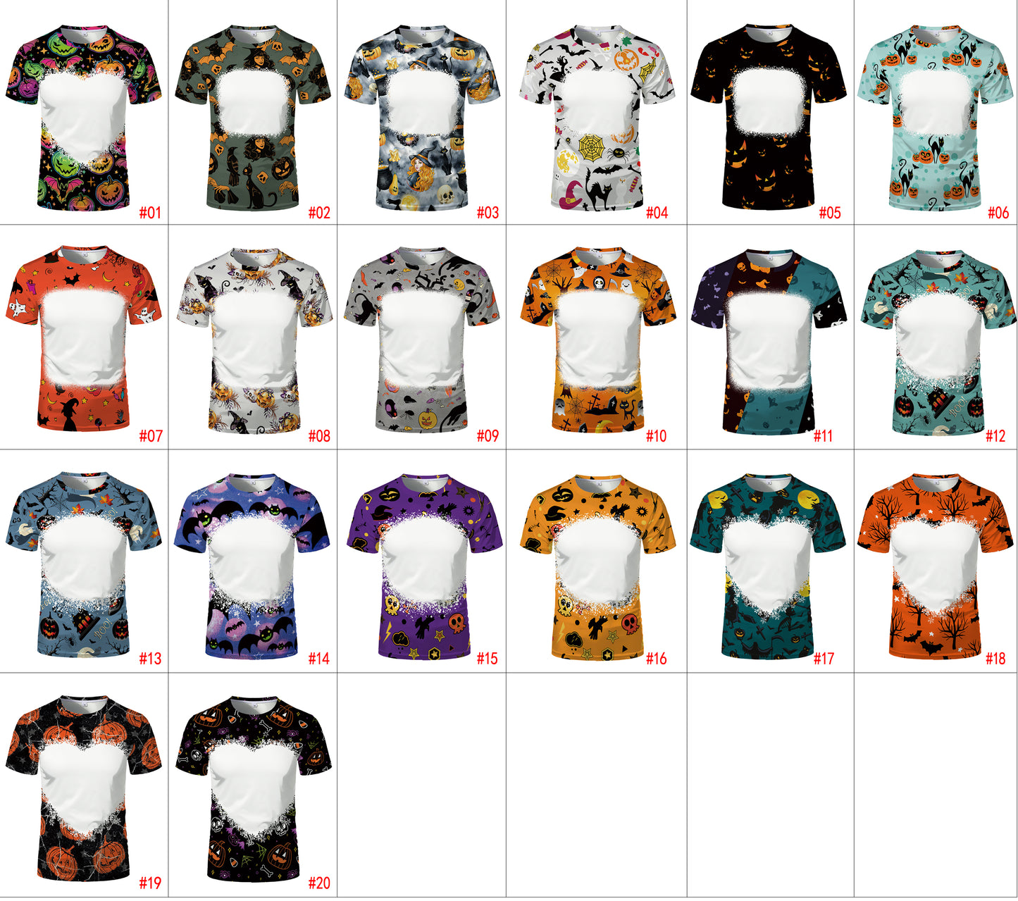 Halloween designs US size kids adults S- 6XL 100% olyester blanched sublimation shirts faux