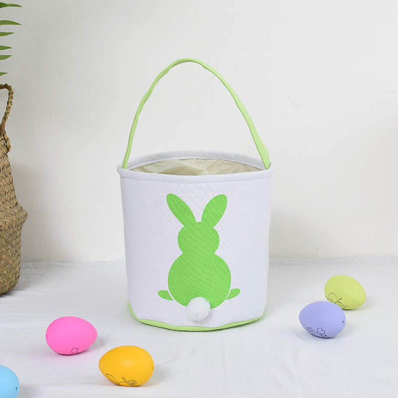 Personalized Customized Easter Blank Monogram Rabbit Bucket Basket Non-Sublimation Bunny Polyester Canvas Easter Basket For Kids