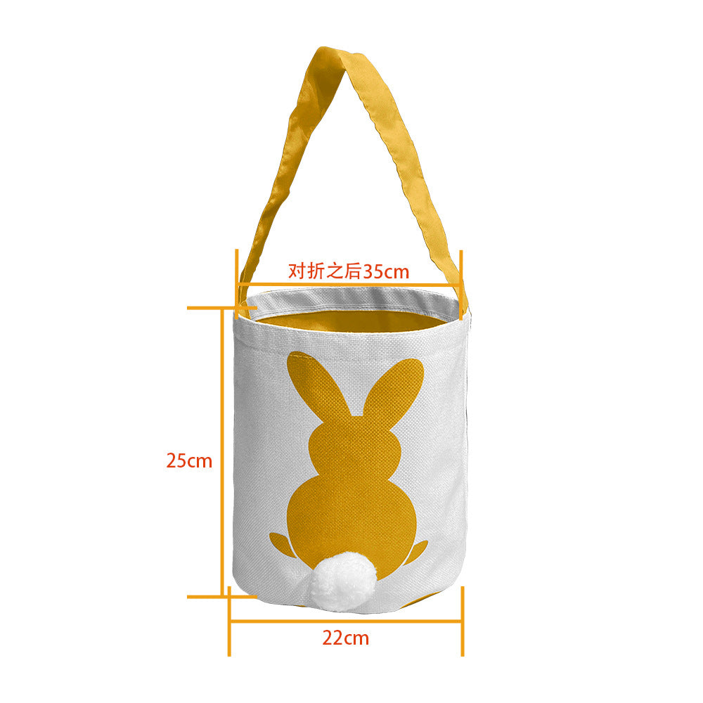 Sublimation Easter Basket Canvas Customized Blank Easter Bunny Bucket Polyester Easter Storage Bags with Rabbit Ear for Kids Gift