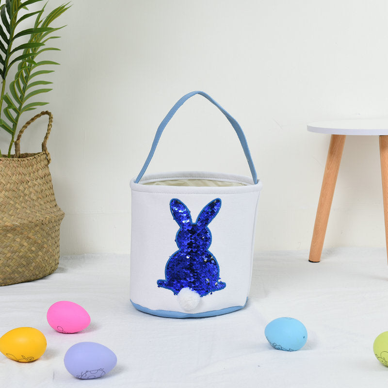 Personalized Customized Easter Blank Monogram Rabbit Bucket Basket Non-Sublimation Bunny Polyester Canvas Easter Basket For Kids