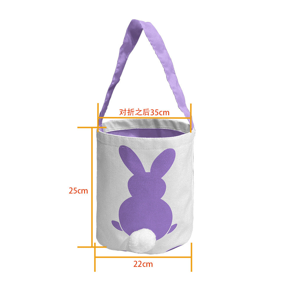 Sublimation Easter Basket Canvas Customized Blank Easter Bunny Bucket Polyester Easter Storage Bags with Rabbit Ear for Kids Gift