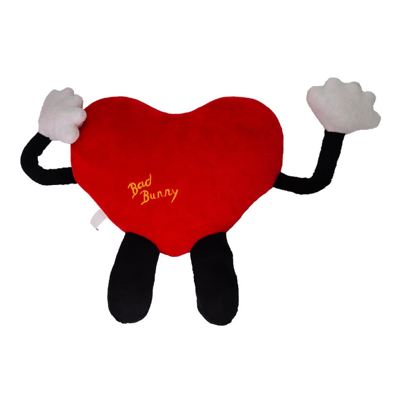 Popular Red Heart Bad Bunny Pillow Stuffed Animal Un Verano sin ti Bad Bunny Heart Plush Toy