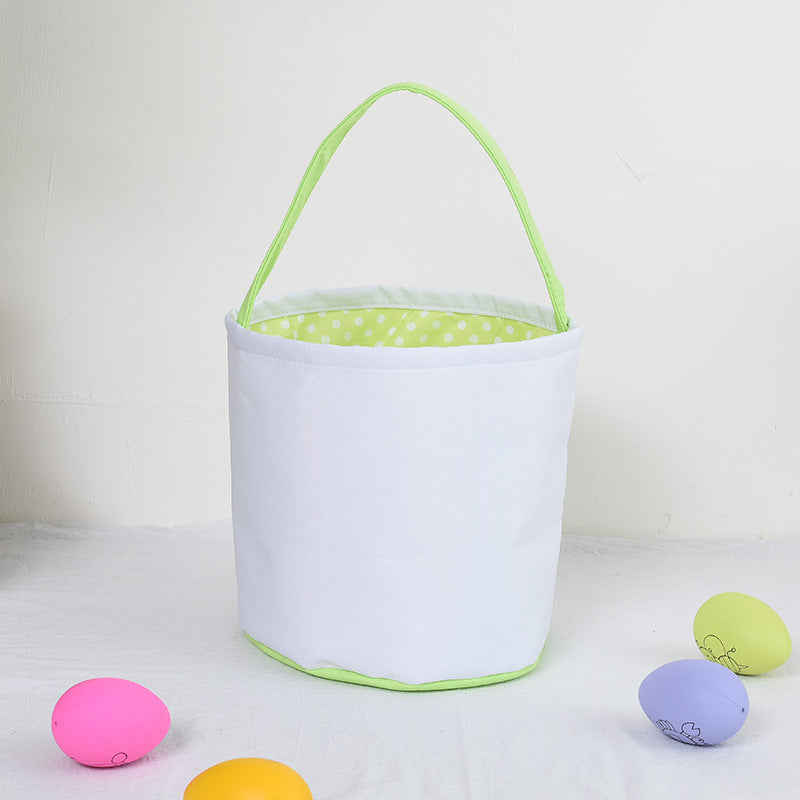 Personalized Customized Easter Blank Monogram Rabbit Bucket Basket Non-Sublimation Bunny Polyester Canvas Easter Basket For Kids