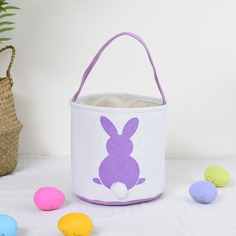 Personalized Customized Easter Blank Monogram Rabbit Bucket Basket Non-Sublimation Bunny Polyester Canvas Easter Basket For Kids