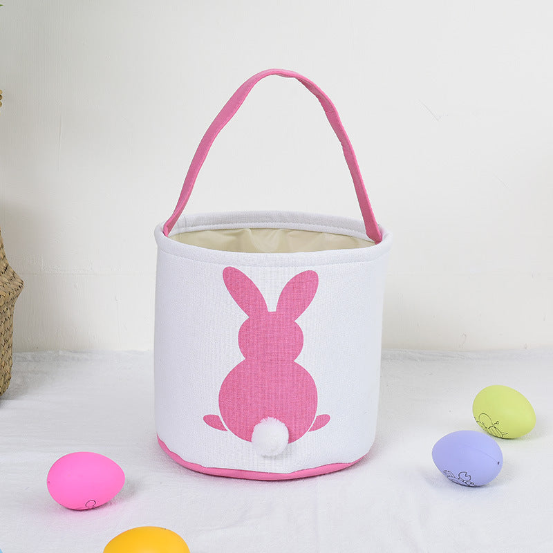 Personalized Customized Easter Blank Monogram Rabbit Bucket Basket Non-Sublimation Bunny Polyester Canvas Easter Basket For Kids